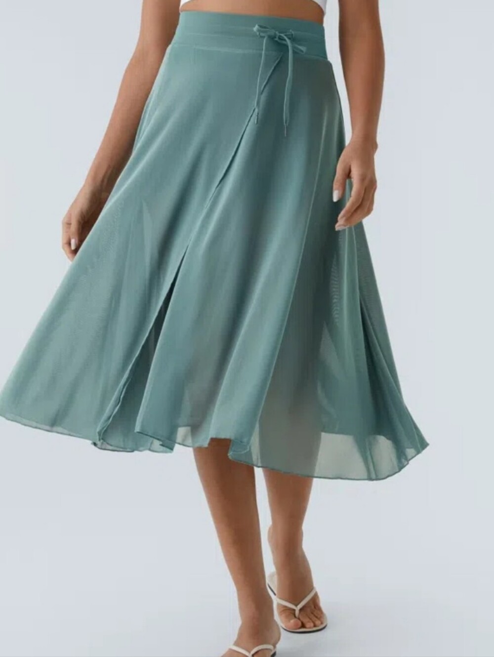 Halara Lightweight Teal Midi Skirt With Shorts Size Small